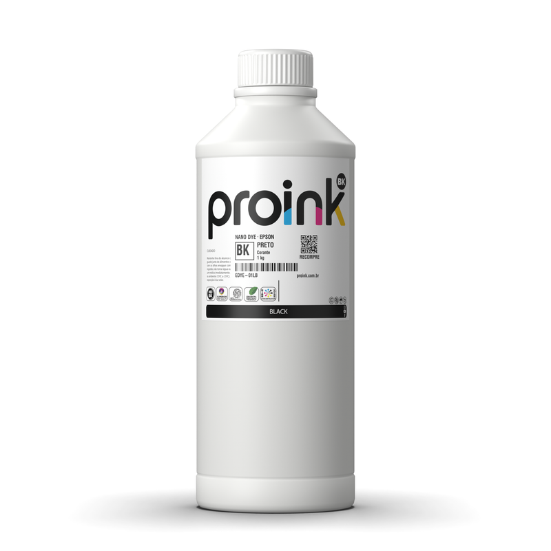 Tinta Epson corante NANO DYE Proink preta, garrafa de 1 kg (EDYE-01LB)