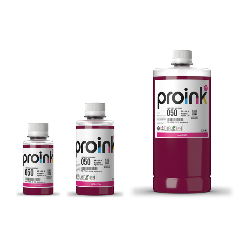 Tinta Proink magenta PFI-050 nos tamanhos 100 ml, 250 ml e 1 litro