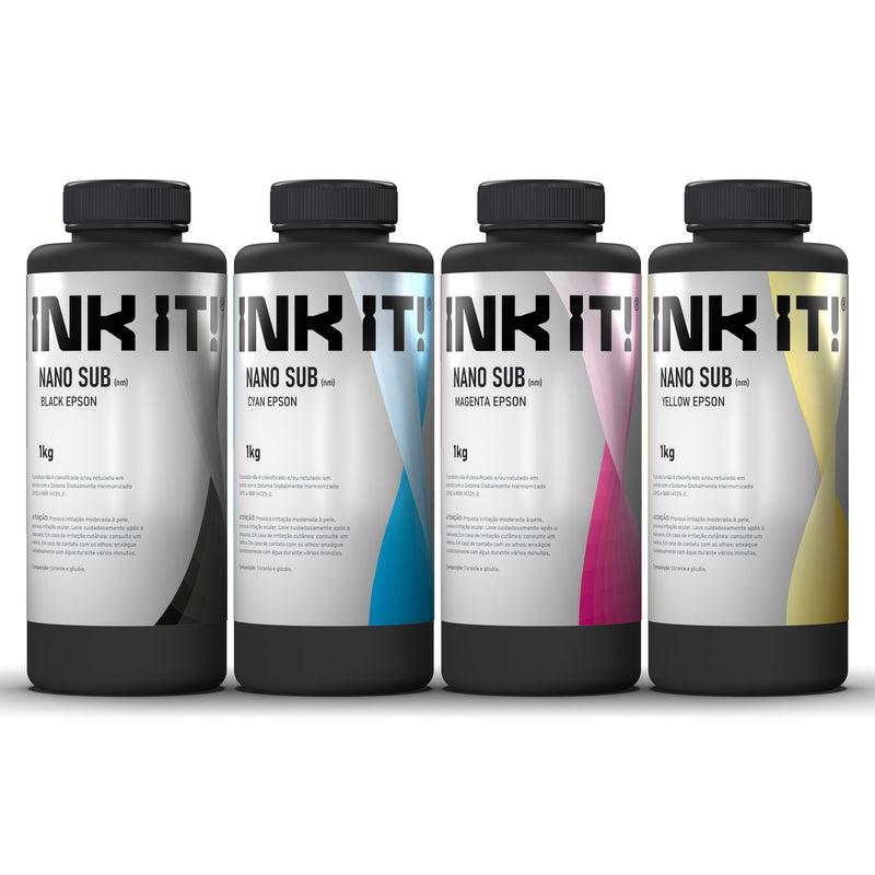 Kit Tinta Epson Sublimática Nano Sub INK IT! 4 cores (preto, ciano, magenta e amarelo) 1 kg