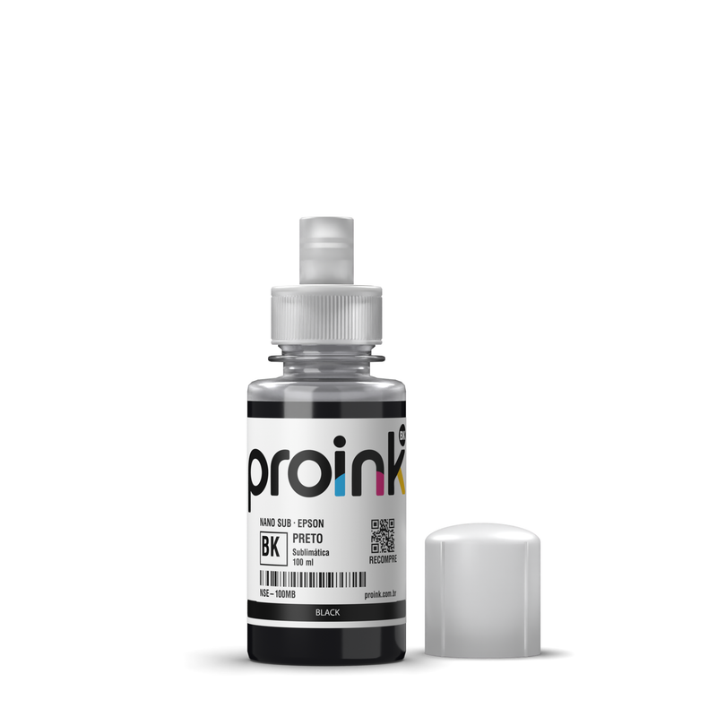 Tinta sublimática Nano Sub preta 100 ml com bico EcoFit (NSE-100MB)