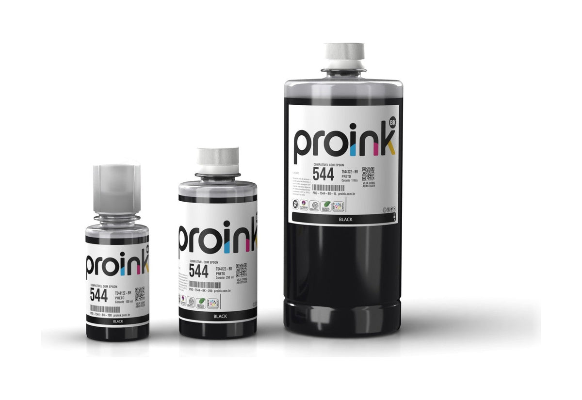 Tinta Proink preta em 100 ml, 250 ml e 1 litro