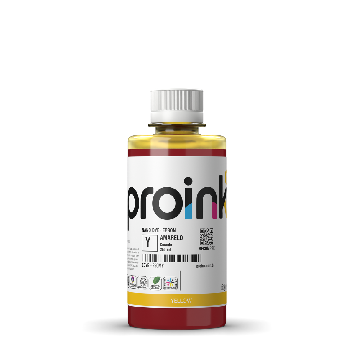 Tinta Epson corante NANO DYE Proink amarela, frasco de 250 ml (EDYE-250MY)
