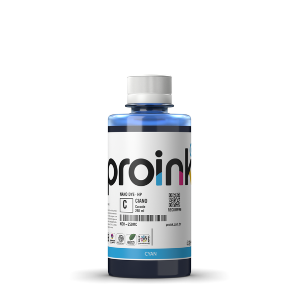 Tinta HP corante NANO DYE Proink ciano, garrafa de 250 ml (NDH-250MC)