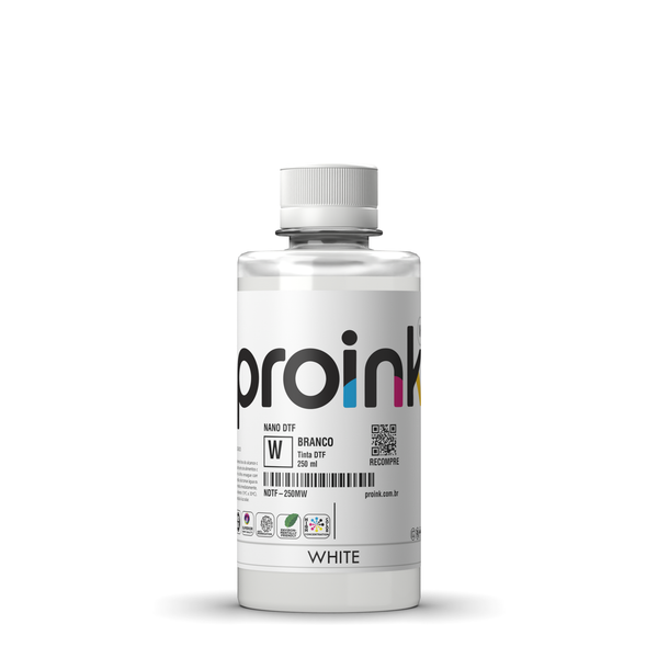 Tinta DTF NANO DTF Proink branca, frasco de 250 ml (NDTF-250MW)