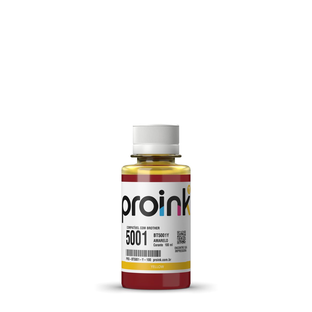 Tinta Proink amarela 100 ml com tampa de rosca, compatível com Brother BT5001