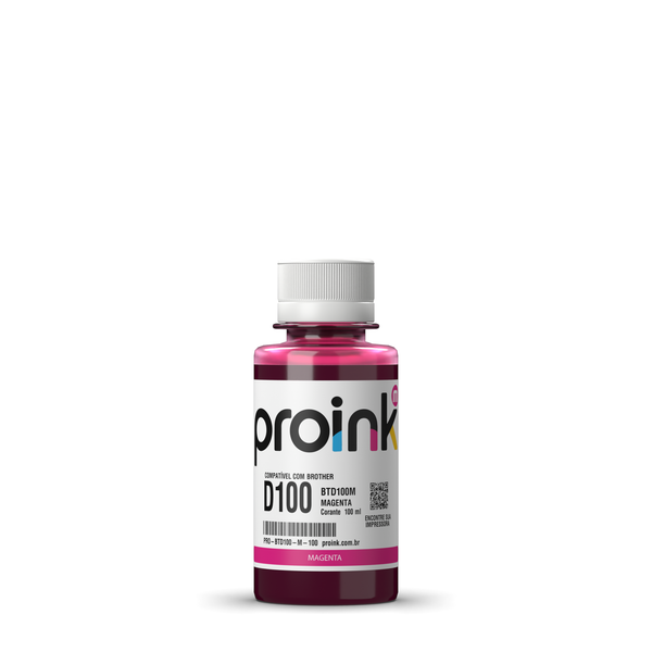 Tinta Proink magenta 100 ml com tampa de rosca, compatível com Brother BTD100
