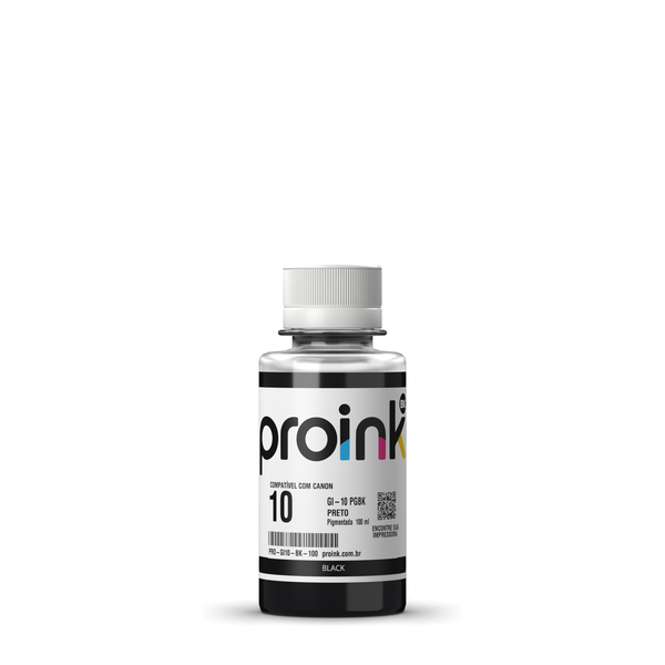 Tinta Proink preta 100 ml com tampa de rosca, compatível com Canon GI-10