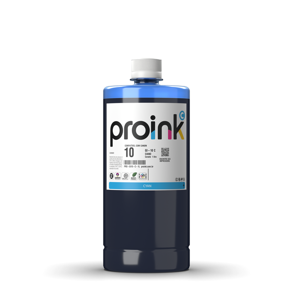 Tinta Proink ciano 1 litro com tampa de rosca, compatível com Canon GI-10