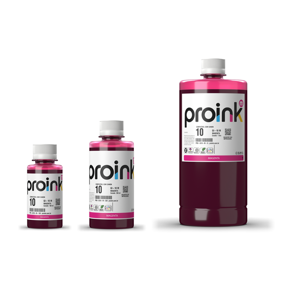 Tinta Proink magenta GI-10 nos tamanhos 100 ml, 250 ml e 1 litro