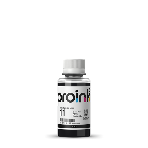 Tinta Proink preta 100 ml com tampa de rosca, compatível com Canon GI-11