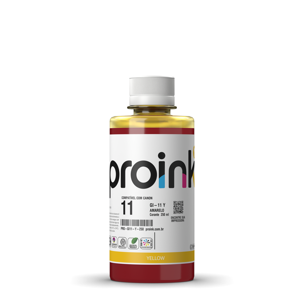 Tinta Proink amarela 250 ml com tampa de rosca, compatível com Canon GI-11
