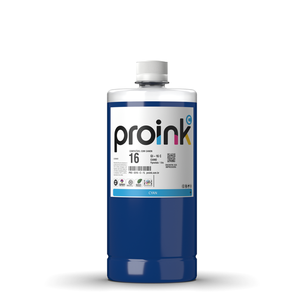 Tinta Proink ciano 1 litro com tampa de rosca, compatível com Canon GI-16