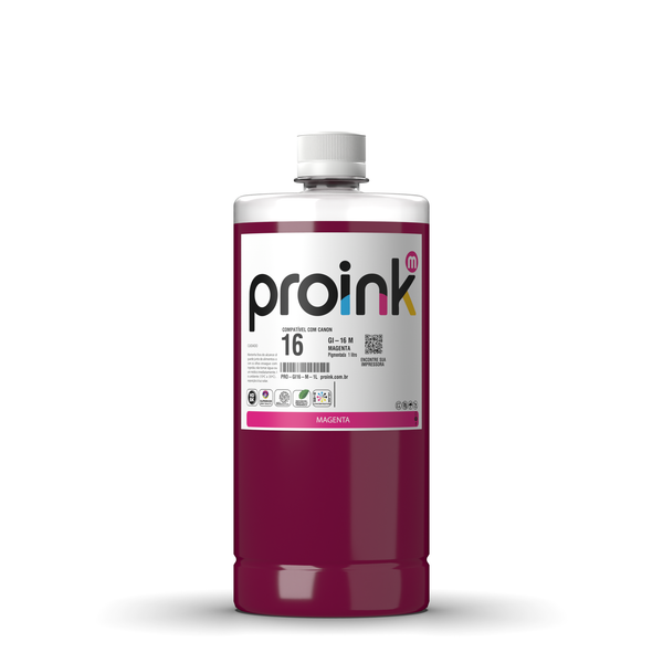 Tinta Proink magenta 1 litro com tampa de rosca, compatível com Canon GI-16