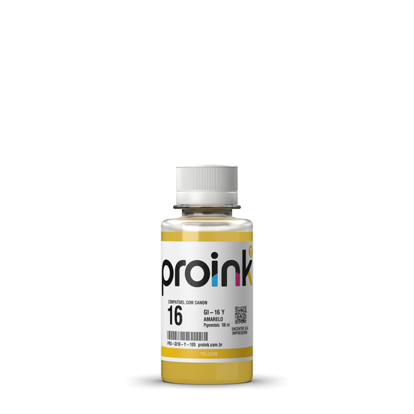 Tinta Proink amarela 100 ml com tampa de rosca, compatível com Canon GI-16