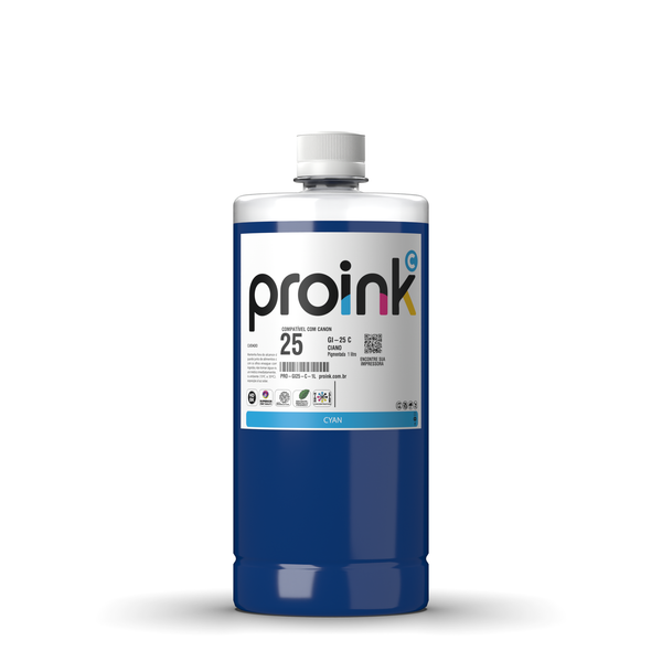 Tinta Proink ciano 1 litro com tampa de rosca, compatível com Canon GI-25