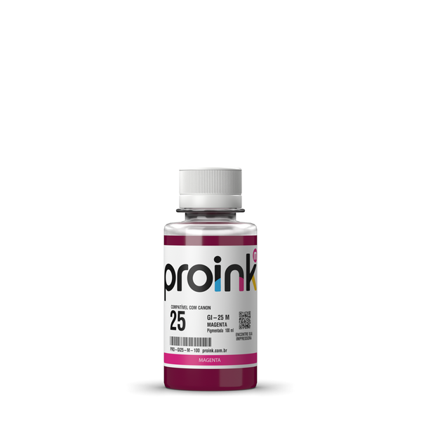 Tinta Proink magenta 100 ml com tampa de rosca, compatível com Canon GI-25