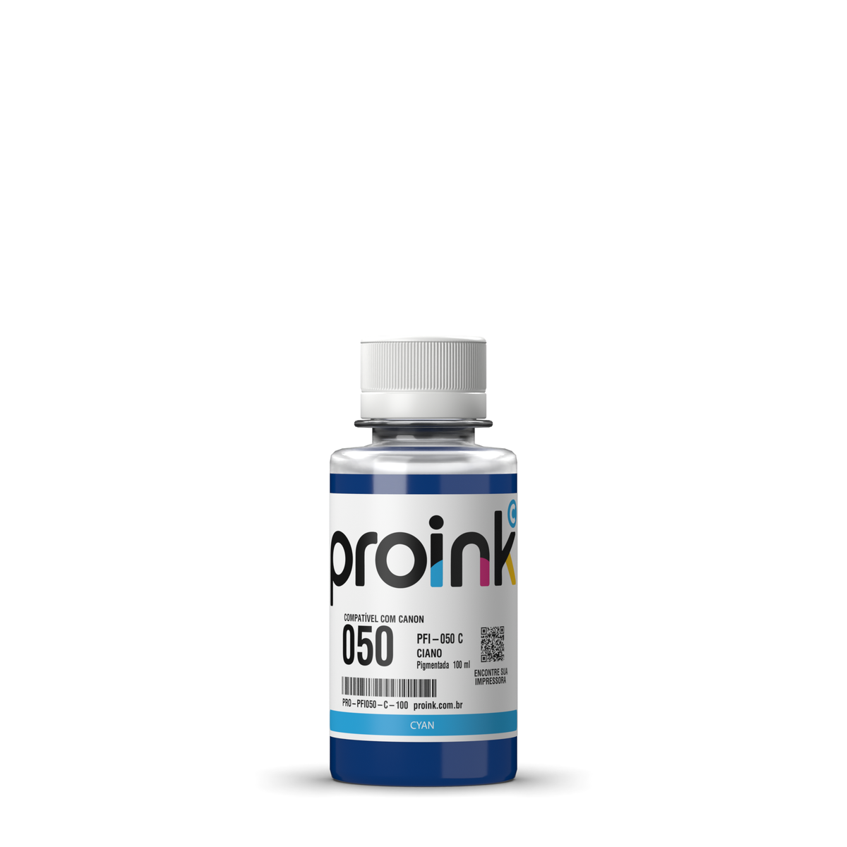 Tinta Proink ciano 100 ml com tampa de rosca, compatível com Canon PFI-050
