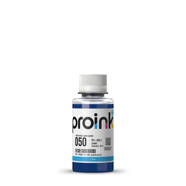 Tinta Proink ciano 100 ml com tampa de rosca, compatível com Canon PFI-050