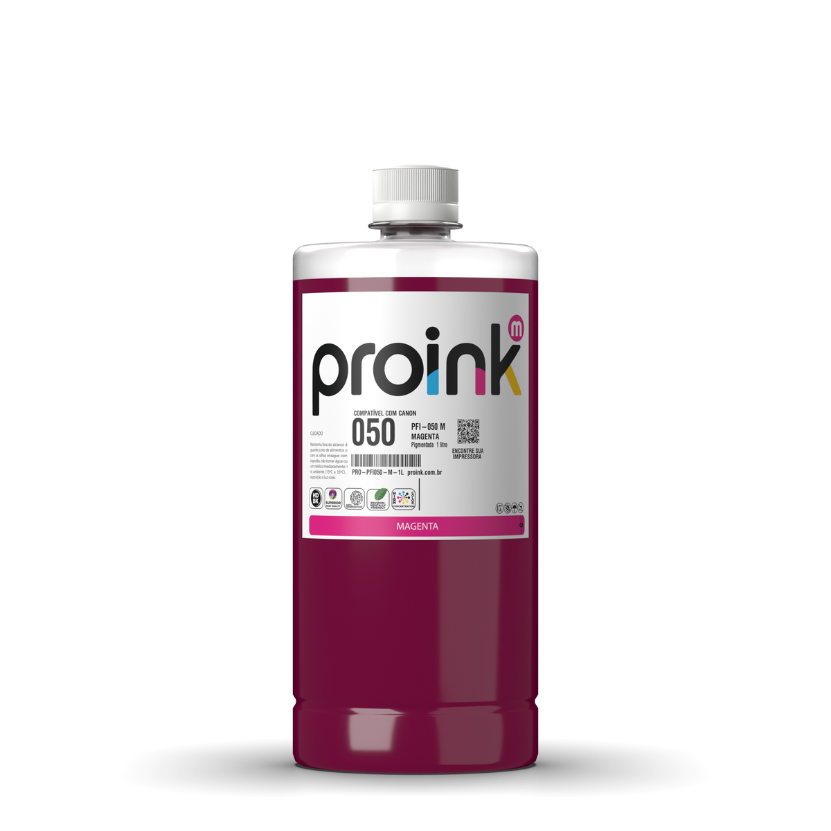 Tinta Proink magenta 1 litro com tampa de rosca, compatível com Canon PFI-050