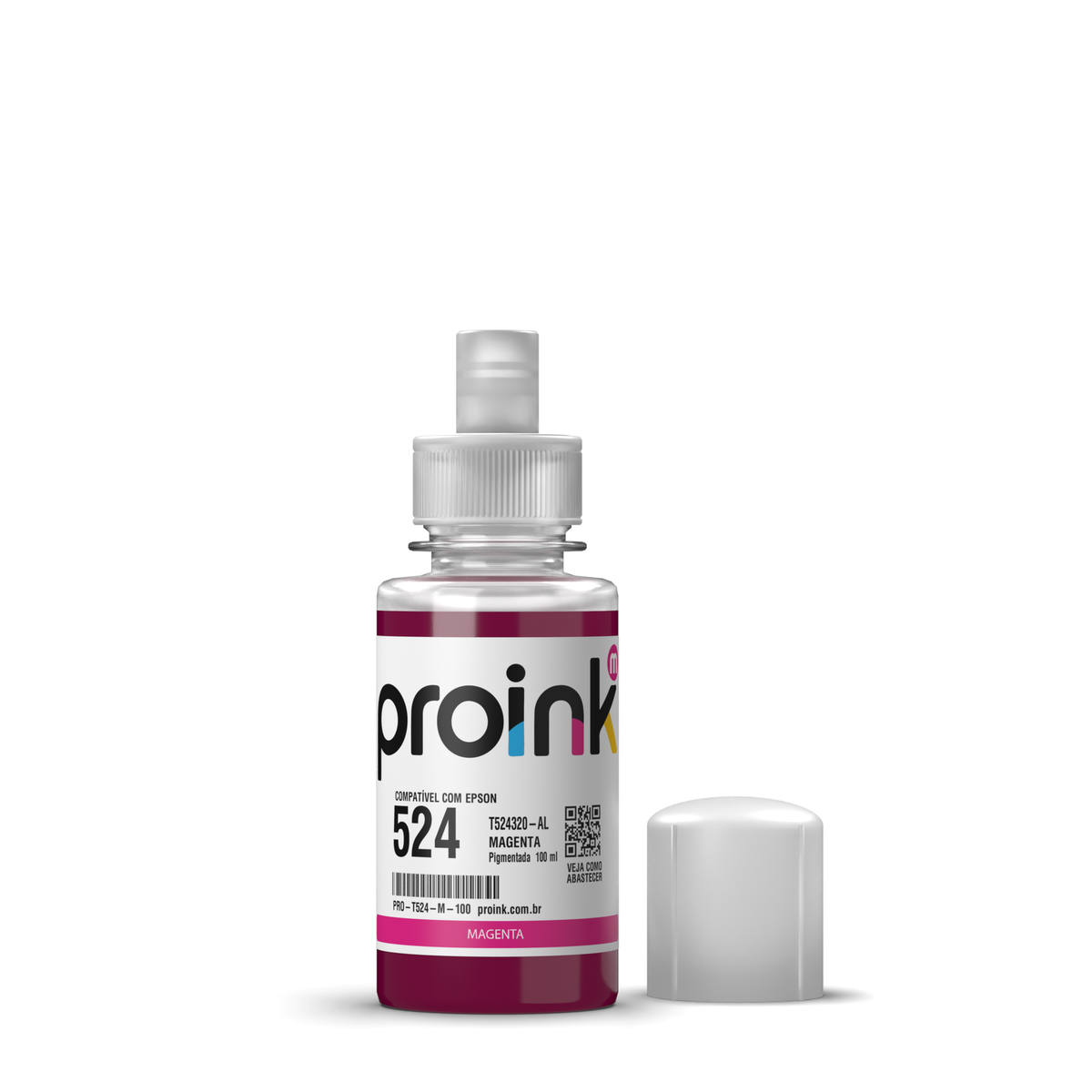 Tinta Proink magenta 100 ml com bico EcoFit, compatível com Epson T524