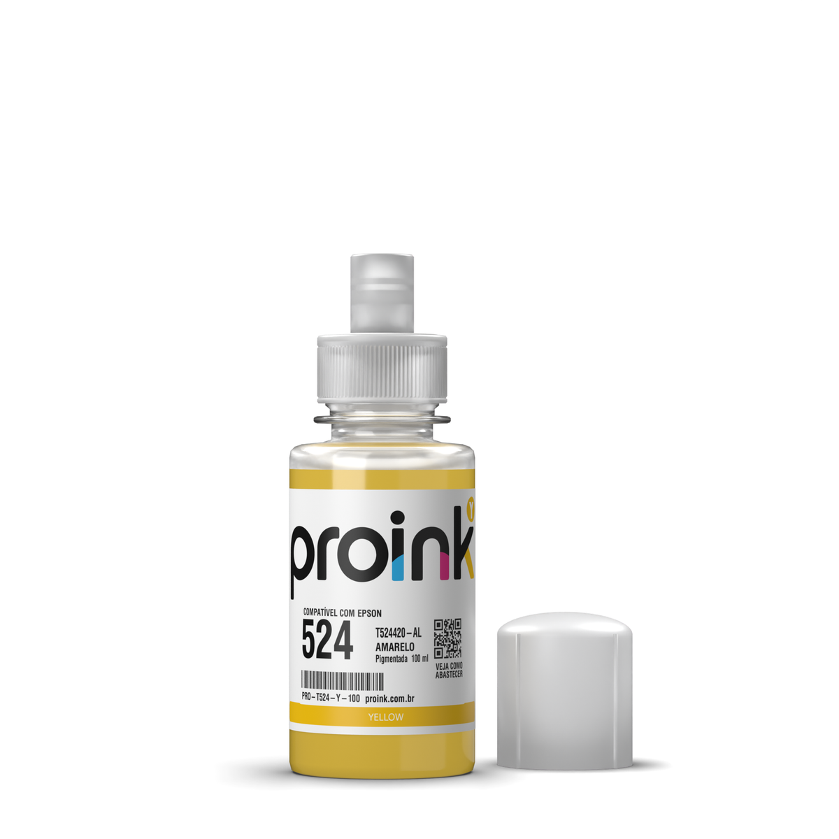 Tinta Proink amarela 100 ml com bico EcoFit, compatível com Epson T524