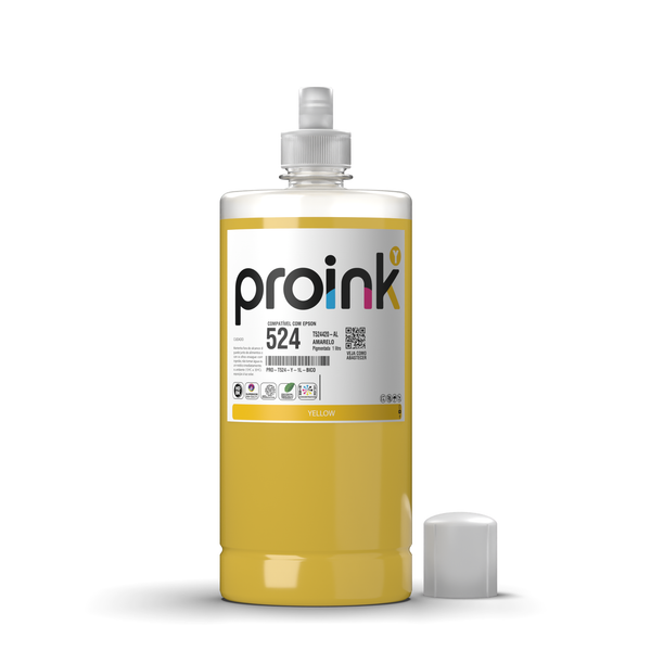 Tinta Proink amarela 1 litro com bico EcoFit, compatível com Epson T524