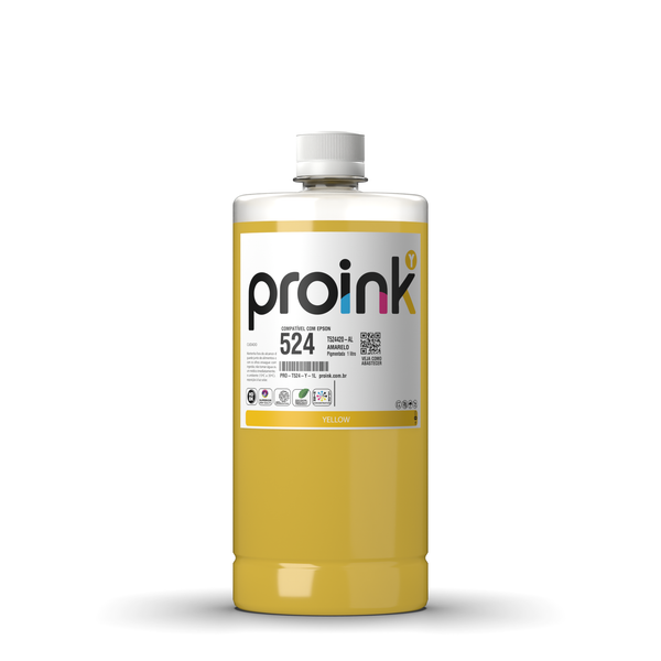 Tinta Proink amarela 1 litro com tampa de rosca, compatível com Epson T524