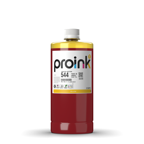 Tinta Proink amarela 1 litro com tampa de rosca, compatível com Epson T544