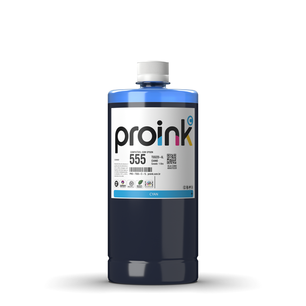 Tinta Proink ciano 1 litro com tampa de rosca, compatível com Epson T555