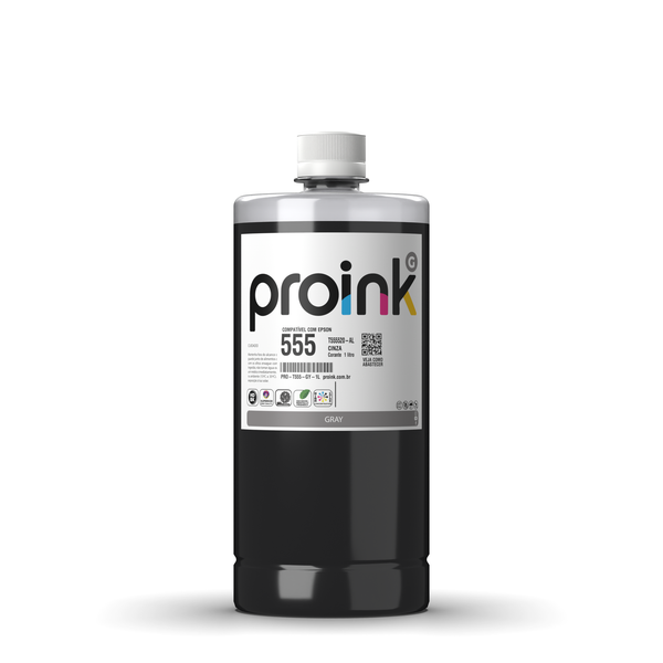 Tinta Proink cinza 1 litro com tampa de rosca, compatível com Epson T555