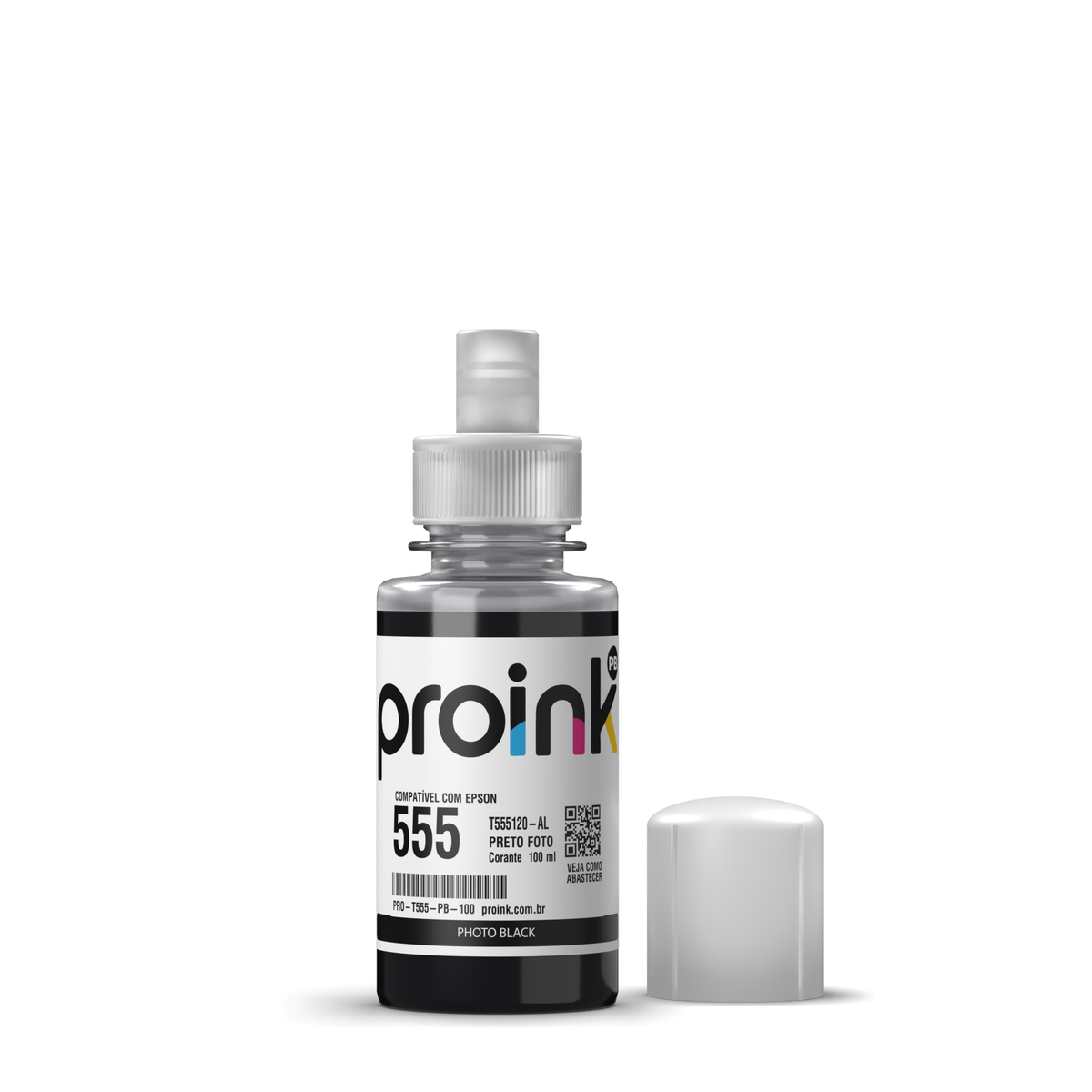 Tinta Proink preto foto 100 ml com bico EcoFit, compatível com Epson T555