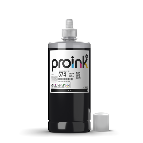 Tinta Proink preta 1 litro com bico EcoFit, compatível com Epson T574