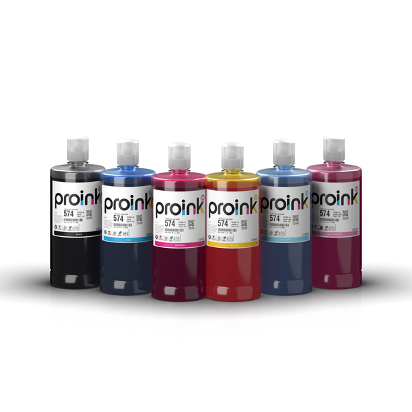 Kit de tintas Proink nas 6 cores, 1 litro com bico EcoFit, compatível com Epson T574