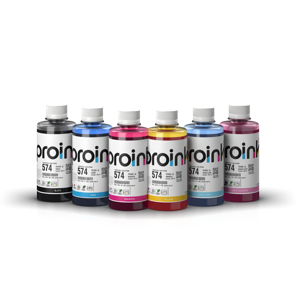 Kit de tintas Proink nas 6 cores, 250 ml com tampa de rosca, compatível com Epson T574