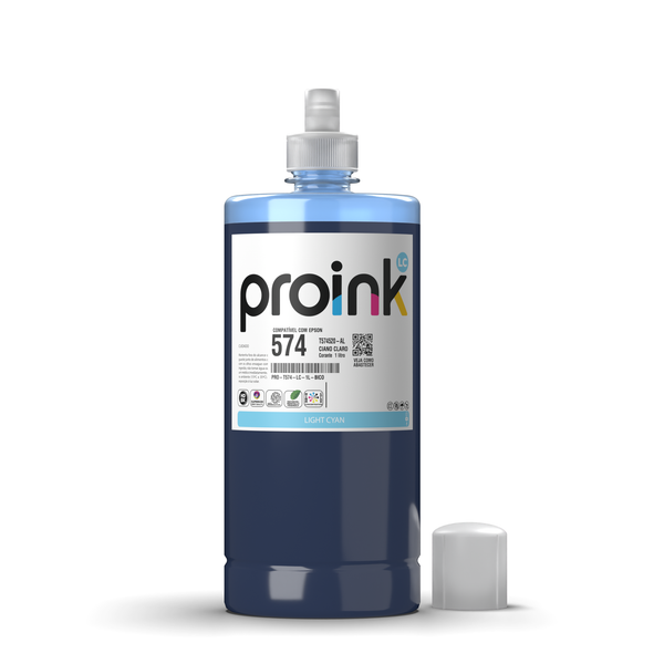 Tinta Proink ciano claro 1 litro com bico EcoFit, compatível com Epson T574
