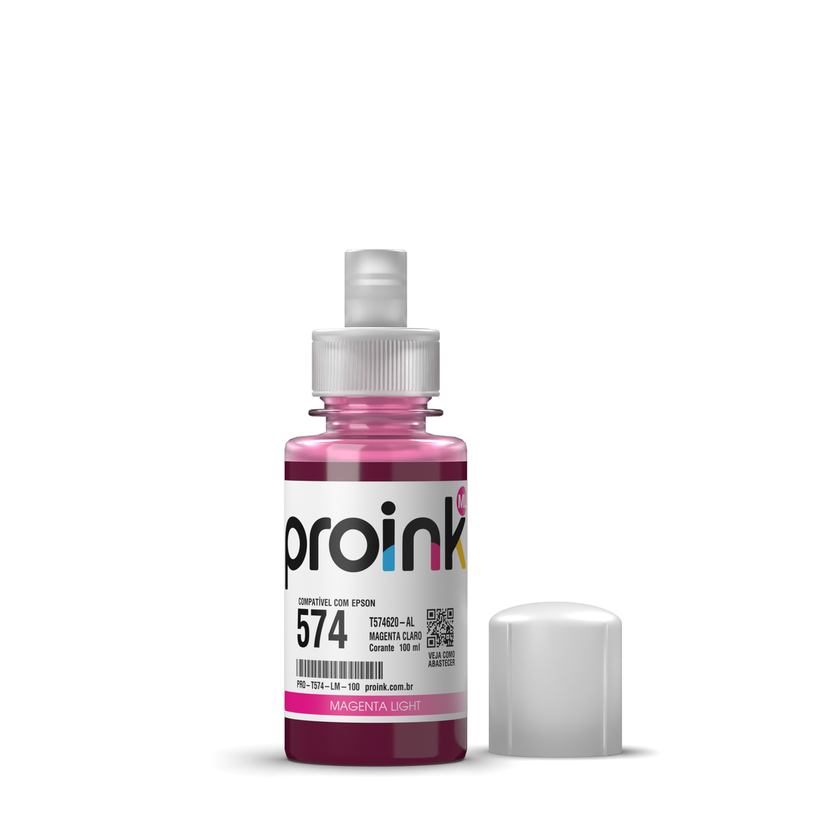 Tinta Proink magenta claro 100 ml com bico EcoFit, compatível com Epson T574