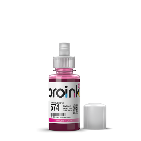 Tinta Proink magenta claro 100 ml com bico EcoFit, compatível com Epson T574