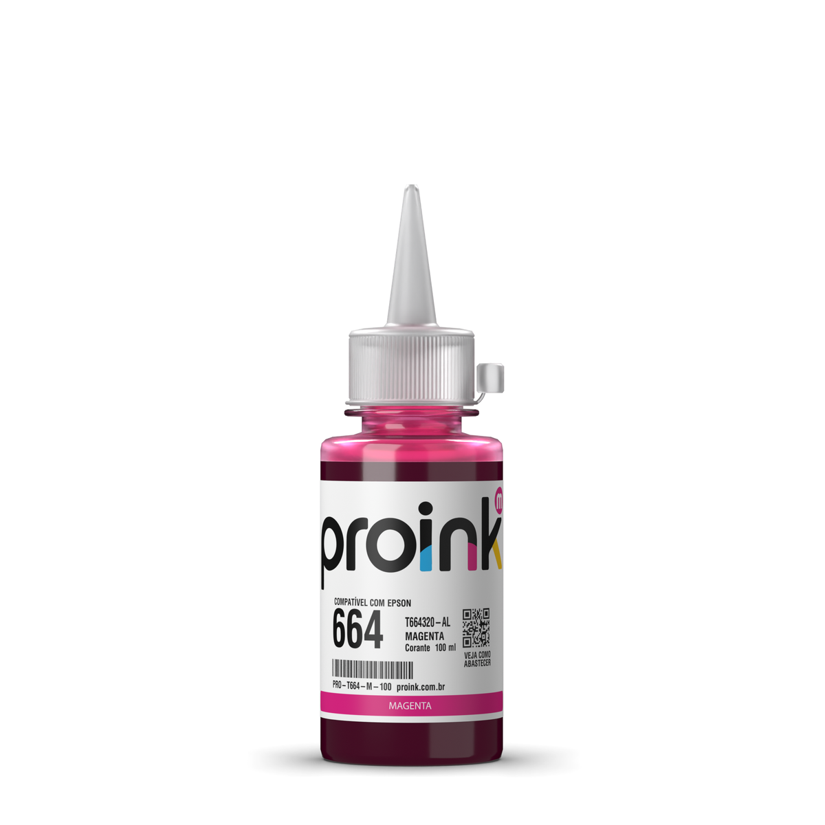 Tinta Proink magenta 100 ml com bico WideFill, compatível com Epson T664