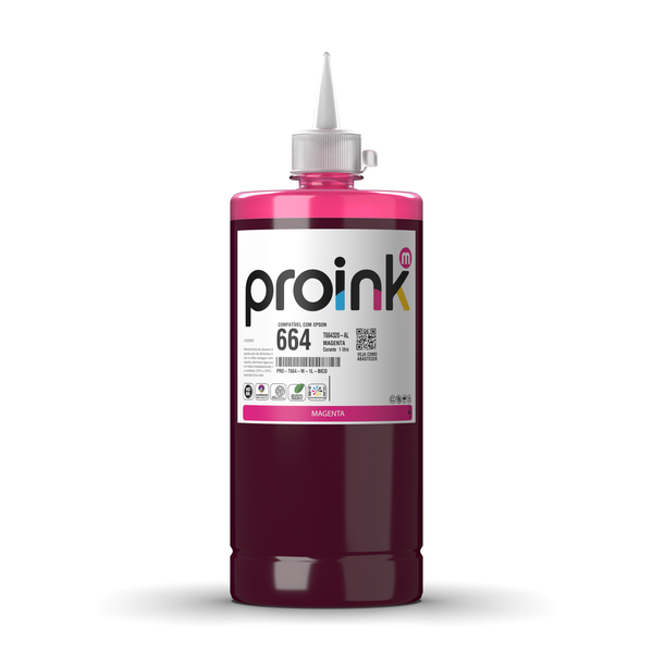 Tinta Proink magenta 1 litro com bico WideFill, compatível com Epson T664