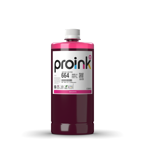 Tinta Proink magenta 1 litro com tampa de rosca, compatível com Epson T664
