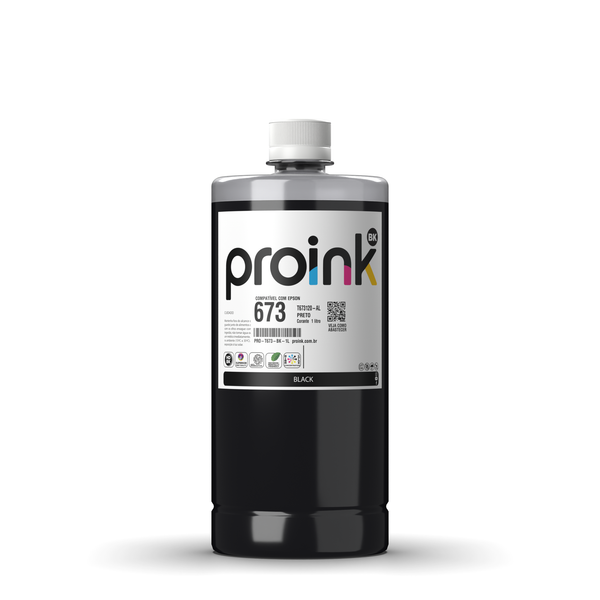 Tinta Proink preta 1 litro com tampa de rosca, compatível com Epson T673