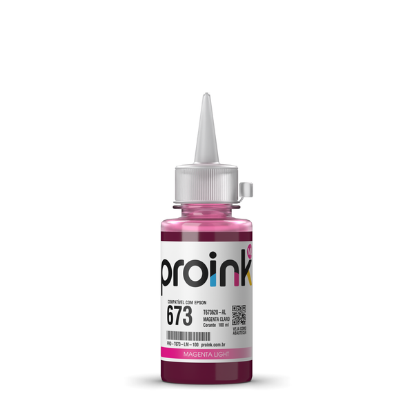 Tinta Proink magenta claro 100 ml com bico WideFill, compatível com Epson T673