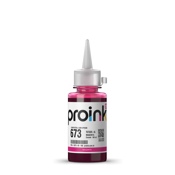 Tinta Proink magenta 100 ml com bico WideFill, compatível com Epson T673