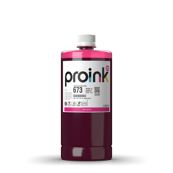 Tinta Proink magenta 1 litro com tampa de rosca, compatível com Epson T673