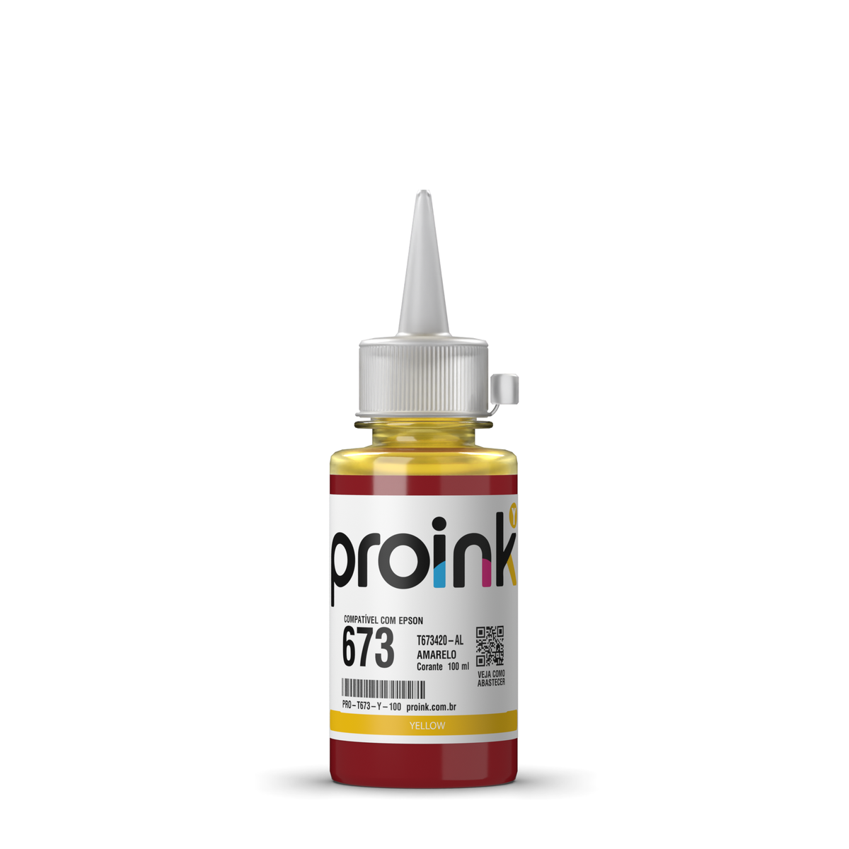 Tinta Proink amarela 100 ml com bico WideFill, compatível com Epson T673