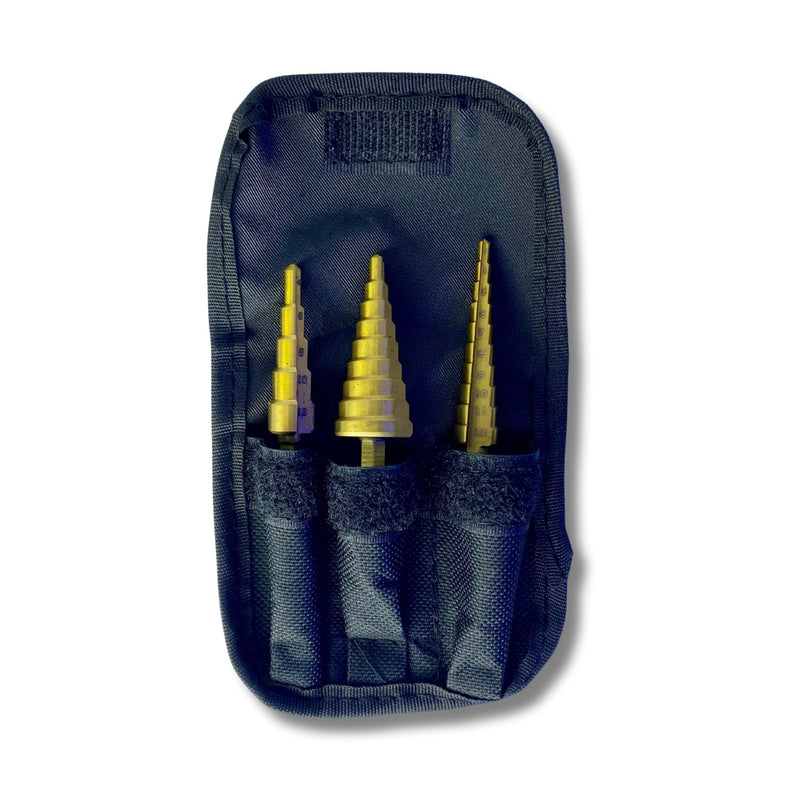 Conjunto de 3 brocas escalonadas cônicas de 4 a 20 mm no estojo