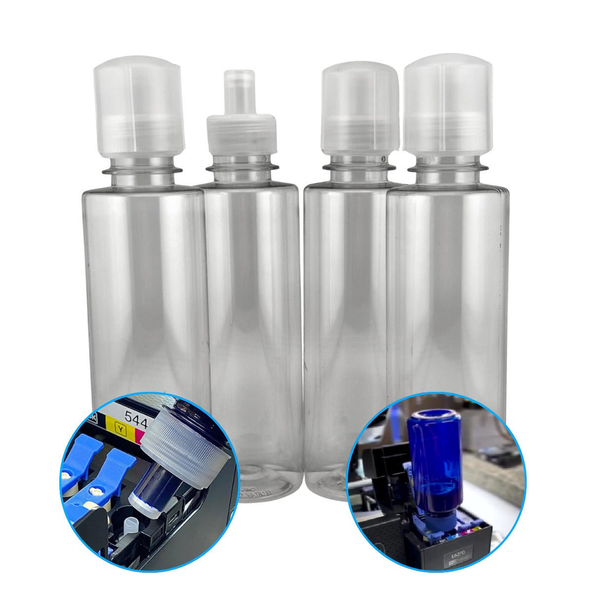 Kit com 4 frascos vazios de 250 ml e bicos EcoFit
