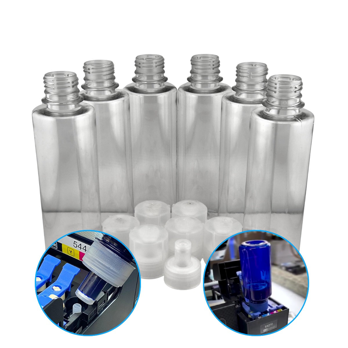 Kit com 6 frascos vazios de 250 ml e bicos EcoFit