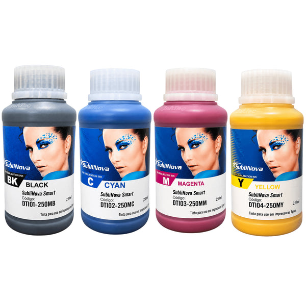Kit Tinta Sublimática InkTec SubliNova Smart, 4 cores de 250 ml