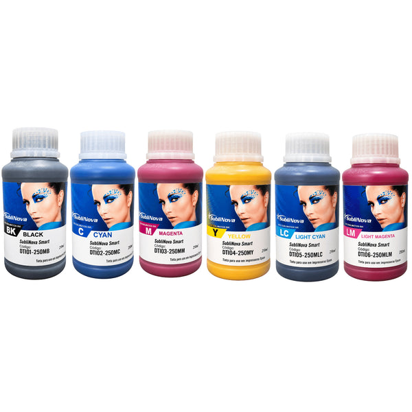 Kit Tinta Sublimática InkTec SubliNova Smart, 6 cores de 250 ml